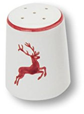 GMUNDNER KERAMIK Salzstreuer glatt Durchmesser : 4.8 cm bordeauxroter Hirsch Geschirr, handgemacht in Österreich