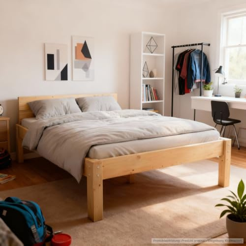 TUGA - Holztech Naturprodukt MASSIVHOLZBETT DAYBETT MASSIV Holz Bett HOLZBETT FSC 300Kg 80 x 200cm unbehandelt HÖHE 38cm