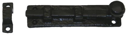 Kirkpatrick 1131 4 x 1-inch Antique Malleable Iron Straight Door Bolt - Black