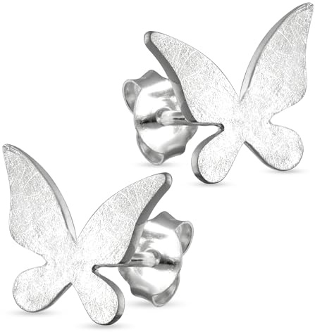 Vinani Ohrstecker Schmetterling gebürstet Sterling Silber 925 Ohrringe OSLM