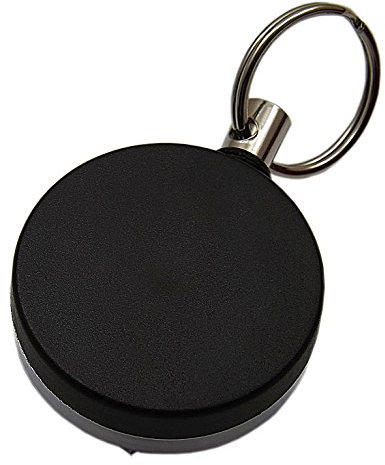 Praktischer Rollmatik/Schlüsselkette aus Metall in Schwarz/Silber - Extra Reißfeste Schnur