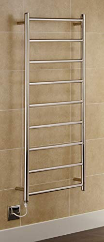 Manissa Selby Electric Stainless Steel Towel Rail Heated Towel Warmer Mirror Polished Finish (500mm W x 1000mm H)