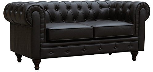 habitat et jardin Sofa Chesterfield Aliza ohne Verstellfunktion - 157 x 82 x 70 cm - 2-Sitzer - Braun