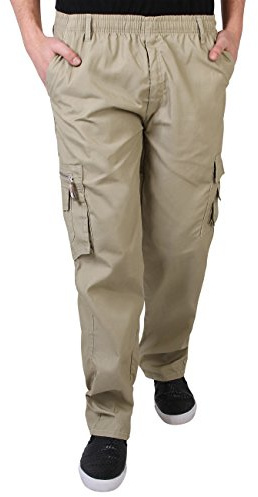 KRISP Mens Multi Pocket Cargo Trouser (Stone, M), 7918-STN-M