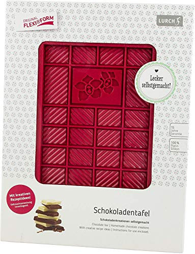 Lurch 83090 Schokoladentafel / Gussform mit Blumenmotiv aus 100% BPA-freiem Platin Silikon, ruby, Rubinrot
