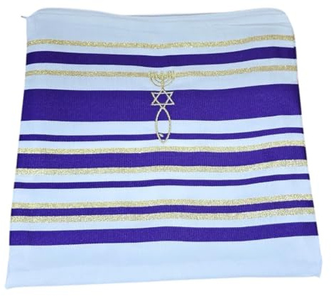Bethlehem Gifts TM Châle de prière messianique 180 cm 60 cm Violet, Violet, 72 * 22