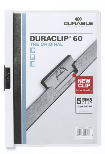 Durable Klemm-Mappe Duraclip Original 60 (für 1-60 Blatt A4), 25 Stück, weiß, 220902
