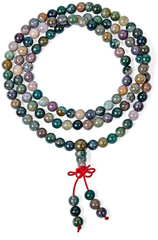 Unisex Brown Earth Gemstone Natural Carnelian Red Buddhist Mala Prayer Bead Lunghi Fili Naturali Per La Meditazione Preghiera Yoga Rosario Collana Per Gli Uomini Donne Impilare Wrap Stretch Bracelet