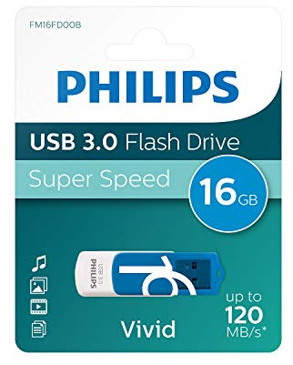 Philips Vivid 3.0 USB Stick 16GB – High Speed Flash Drive 16 GB – Lesen: 120MB/s, Schreiben: 10MB/s, blau