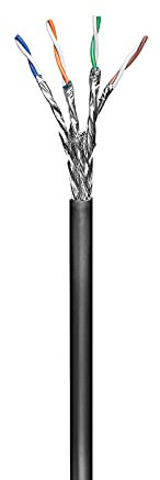Goobay 57197 CAT 6 Cavo di Rete per Esterni, S/FTP (PiMF), Nero, 100m Length
