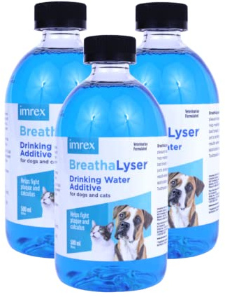 3PACK Breathalyser Water Additive (1500 mL) | Pet Breath Freshener and Dental Care Water Additive for Dogs and Cats