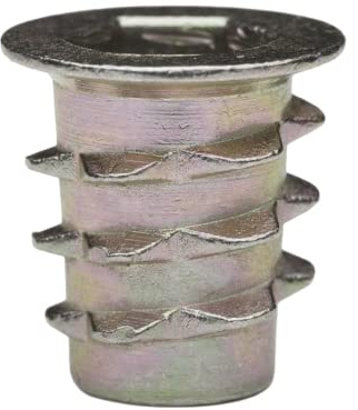 E-Z LOK Threaded Insert for Soft Wood, Zinc Hex-Flanged Thread Inserts 1/4-20 Internal Threads, 13mm Length Pack of 100