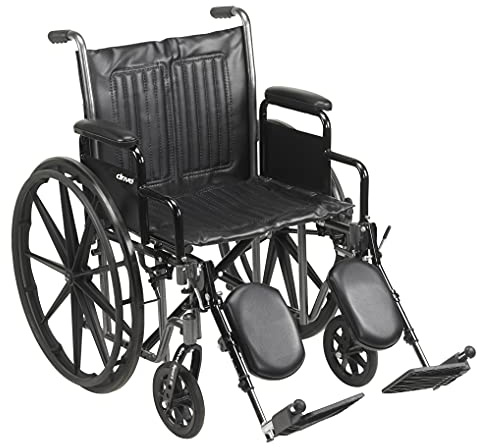 Drive Medical SSP220DDA-ELR Silver Sport 2 Full-Reclining Transport Wheelchair with Detachable Desk Arms and Swing-Away Elevating Leg Rest, Black