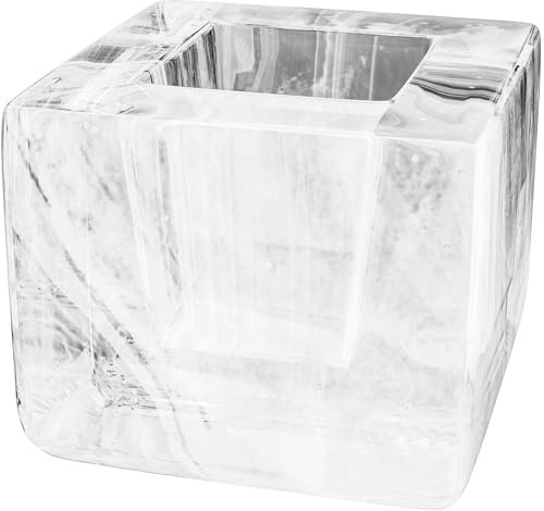 Kosta Boda Brick Votivkerzenhalter, aus Kristall, Würfelziegelform, zeitgenössische Kunst, Regaldekoration & Tischdekoration, 7,6 x 8,6 cm, Weiß