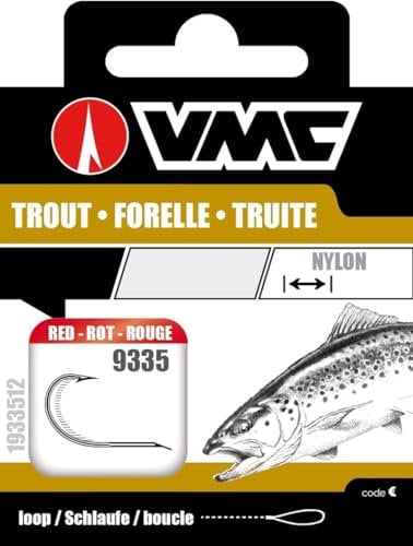 VMC Rot Forellenhaken 120cm, Größe:6, 10er Pack, Nadelspitze