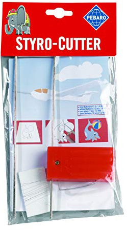 Pebaro 800B Batteriebetriebender Styroporschneider, Styrocutter inkl. Ersatzdraht, Heißdrahtschneider, Bastelset, Basteln, Gestalten mit Styropor, Geschenkidee für Kinder, 15 x 24 x 2,5 cm