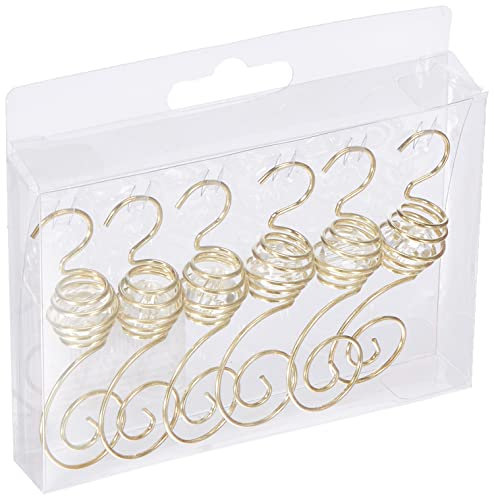 Inge Glas 719000101MO Kugelaufhänger, Spiralhänger mit Perle, 7 cm, 6 Stück in Box, Gold, Mehrfarbig, 7cm, 6