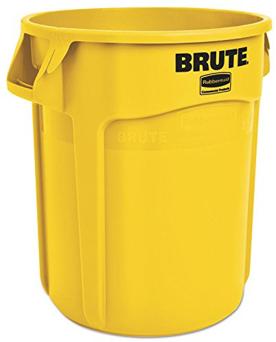 RCP2620YEL - Rubbermaid Brute Refuse Container, Round, Plastic, 20 Gal, Yellow