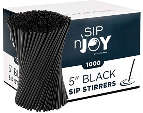 Coffee Stirrers Sticks, Disposable Plastic Drink Stirrer Sticks, 1000 Stirrers, Use It As A Coffee Straws Or A Cocktail Mixers (Black, 5-Inch (Pack of 1)