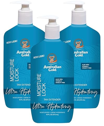 Australian Gold Moist Lock Tan Extender 16 Ounce Pump (Pack of 3)