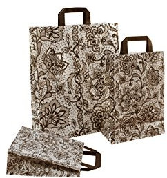 PGV Papiertragetaschen mit Flachhenkel Spitze SCHWARZ (18 + 8 x 22 cm, 25 Stück)