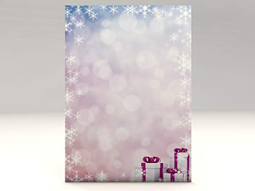 Weihnachtsbriefpapier Purple Present, A4, 100 Blatt weihnachtliches Briefpapier