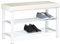 Relaxdays Schuhbank, offen, für 6-8 Paar Schuhe, Schuhregal zum Sitzen, Polsterung aus Kunstleder, HxBxT 49 x 81 x 31 cm, auf 2 Etagen, weiß