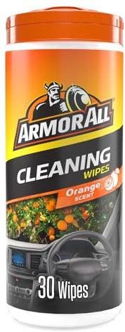Armor All, 30 Matt Orange Cleaning Wipes,Uses Orange Oil to Cut through Dirt and Grease, Suitable for Plastic and Vinyl, Ideal For Car Detailing, Made in the UK