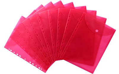 EXXO by HFP 35446 Prospekthülle mit Klappe und Abheftrand, 10 Stück, 310 x 235 mm, transparent rot