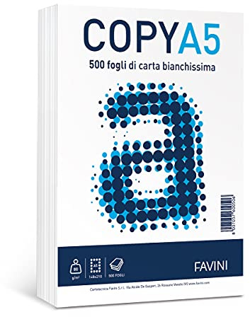 Favini 12 Stück – Papier Copy A5 148 x 210 mm 80 gr 500 FG weiß Favini