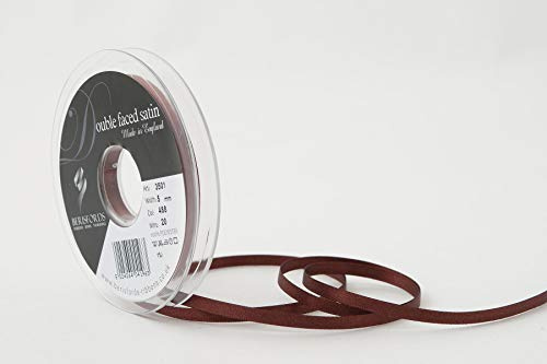 Berisfords Double FACE Poly Satin Ribbon, Hot Chocolate, 5 mm