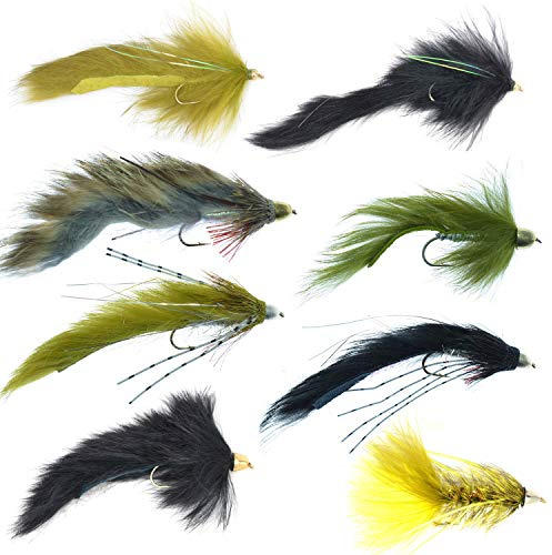 La pesca con mosca lugar slumpbuster bouface y conejo Streamer moscas colección – Set de 8 Big Bass y trucha pesca con mosca moscas – Gancho Tamaño 4