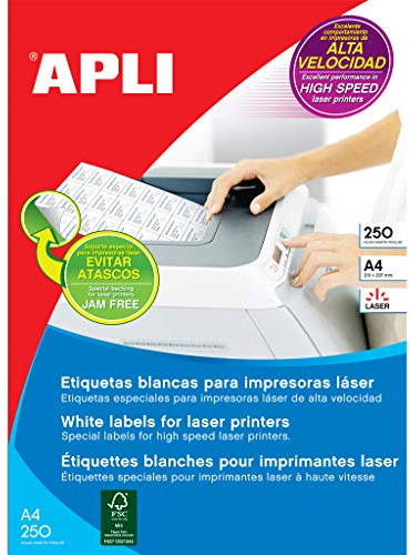 Apli 2527 – 250 Blatt Karton mit Laser Etiketten, 105 x 74 mm, weiß, Stück: 1