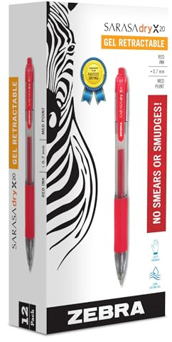Zebra Pen Sarasa Gelstifte, einziehbar, Rot, 12 Stück