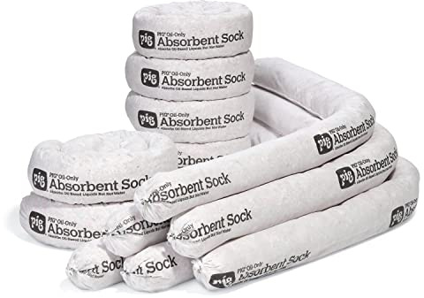 PIG Oil Absorbent Sock - Oil-Only Absorbent Sock - 12 Pack - 3 x 48 Sock - Absorbs up to 1 Gallon per Sock - SKM210