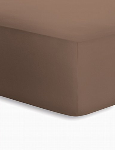 schlafgut Jersey-Elasthan Boxspring Spannbetttuch, Baumwoll-Mischgewebe, kakao, 220 x 125 cm