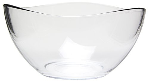 Red Co. Medium 2 Quart Clear Glass Wavy Serving & Mixing Bowl for Salad, Pasta, Desserts, Snacks