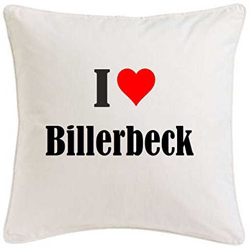 Kissenbezug I Love Billerbeck 40cmx40cm aus Mikrofaser geschmackvolle Dekoration für jedes Wohnzimmer oder Schlafzimmer in Weiß mit Reißverschluss