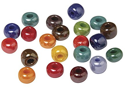 Rayher Hobby 1418649 Glas-Großlochradl, opak, Durchmesser 6,7 mm, Dose 55 g, gemischt