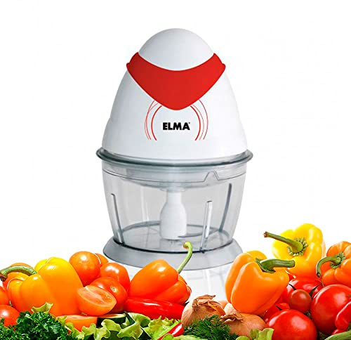 Elma PD380 Picadora Eléctrica, Trituradora de Alimentos, 380 W, 0.8L de Capacidad, 17,5 x 17,5 x 26 cm, 0,95 Kg | Incluye Cuchillas de Acero Inoxidable y Accesorio Emulsionador