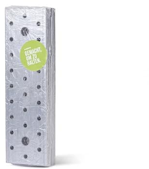 Alberts 339074 Pletina perforada, Galvanizado Sendzimir, 200 x 60 mm, Juego de 12