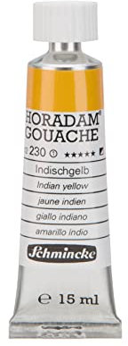 Schmincke - Horadam Gouache, Indischgelb, 15 ml-Tube, 12 230 006, feinste Gouache, natürliche Deckkraft, höchst pigmentiert, farbintensiv und matt