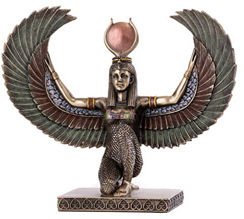 Isis-Statue, geflügelt, ägyptische Kunst, 22,9 cm, Kaltgussbronzefarben