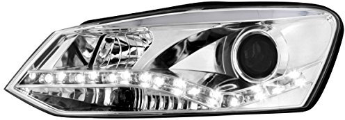 AUTO-STYLE Satz Scheinwerfer TFL-Look kompatibel mit Volkswagen Polo 6R 2009-2014 - Chrom - inkl. Stellmotor