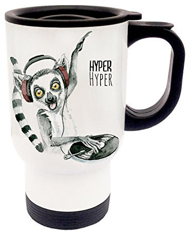 ilka parey wandtattoo welt Thermobecher Thermotasse Coffee to go Becher Tee Kaffee campingbecher Reisebecher DJ Lemur Diskjockey Hyper Hyper tb016