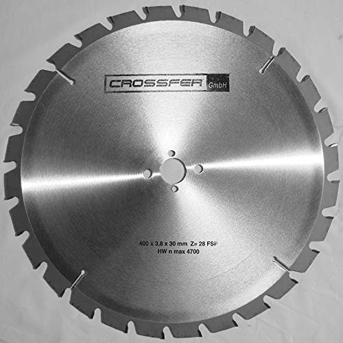NAGELFEST Hartmetall Kreissägeblatt | Ø160 bis Ø700 mm | HM Kreissägeblatt Nagelfest für Holz | Sägen mit Wippsäge, Tischkreissäge, Kreissäge, Kappsäge | CROSSFER® (Ø400 x 30 (Z28) DE)