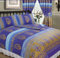 Kashmir Blue, Single Bed Duvet / Quilt Cover Set, Ethnic Asian Indian Floral Dots Print, Navy Sky Blue Purple Metallic Gold, 68 Pick Fabric