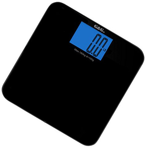 G&G A7B 180kg DESIGN Digitalwaage Personenwaage AAA Batteriebetrieb GLAS Scale (Schwarz)