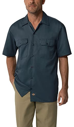 Dickies Men's Work Shirt Short Sleeves - Blue, L