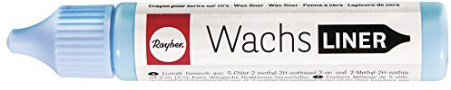 Rayher 31500358 Wachs-Liner, hellblau, Flasche 30 ml, zum Kerzen bemalen, Wachsstift, Flüssigwachs zum Malen direkt aus der Flasche, Babyblau
